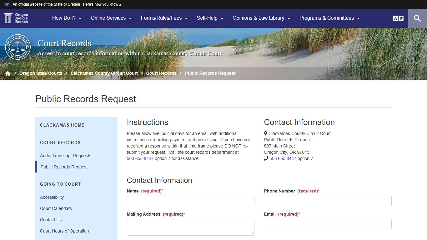 Oregon Judicial Department : Public Records Request : Court Records ...